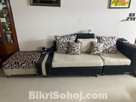 6 Seater L-Shape Sofa Set with Center Table